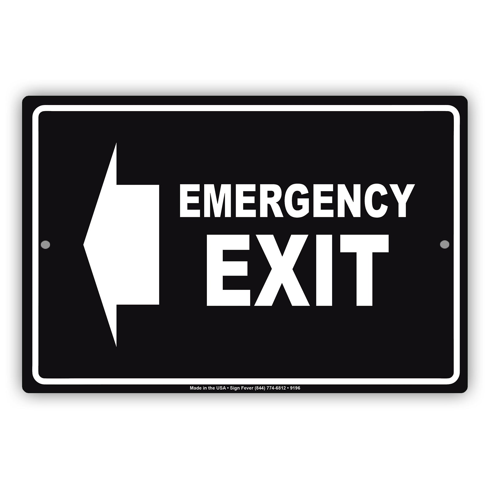 Emergency Exit With Left Arrow Do Not Block Aluminum Metal Sign