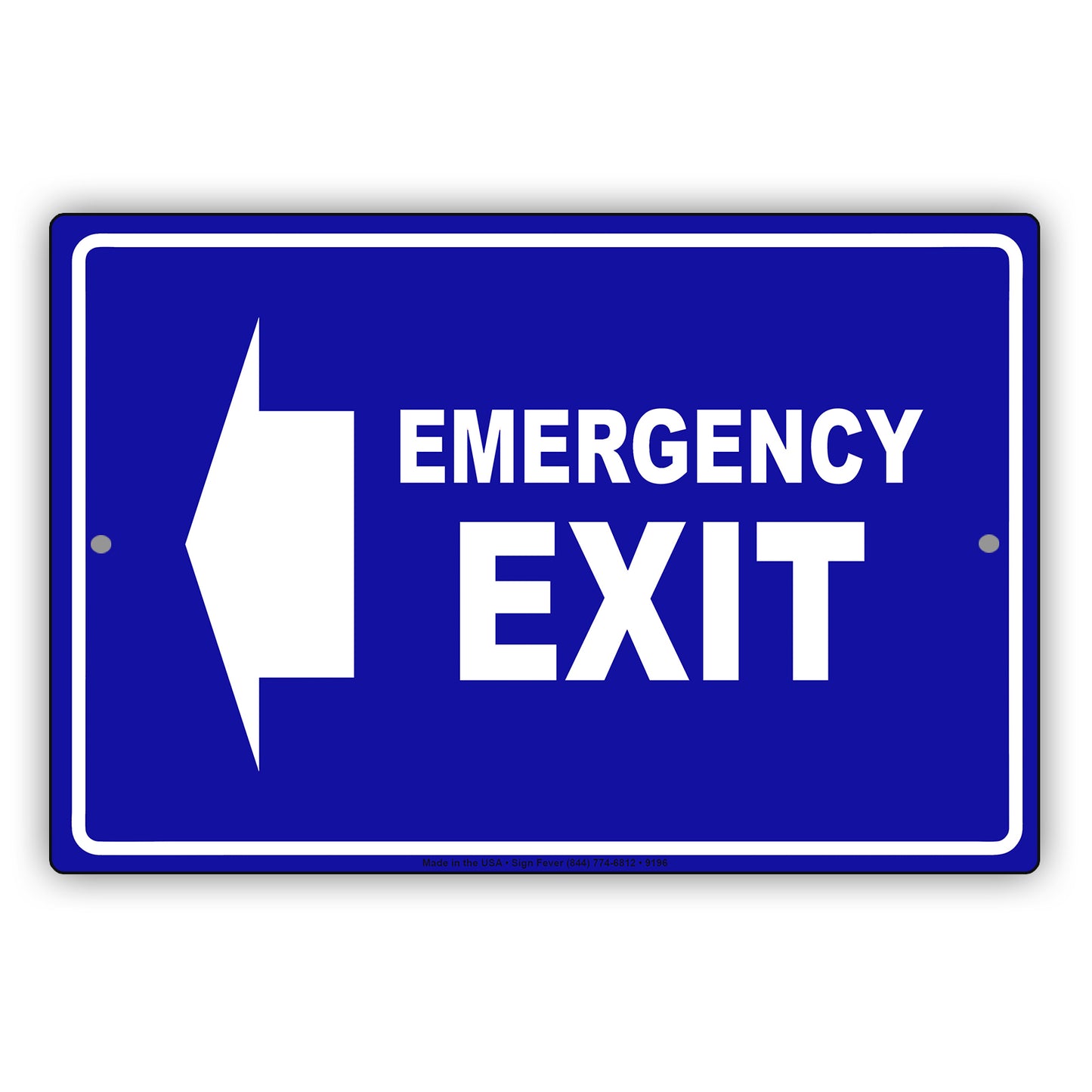 Emergency Exit With Left Arrow Do Not Block Aluminum Metal Sign