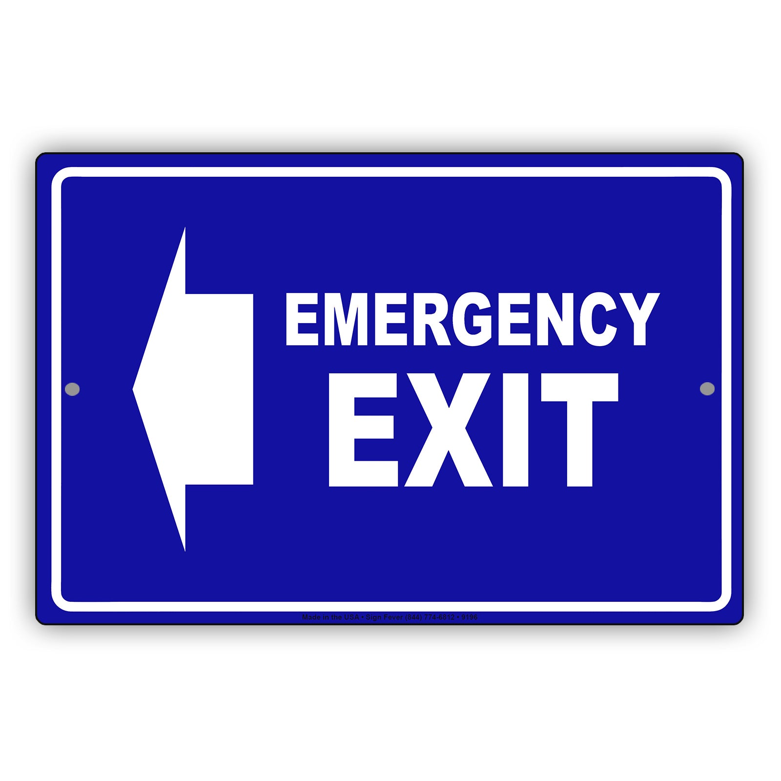 Emergency Exit With Left Arrow Do Not Block Aluminum Metal Sign
