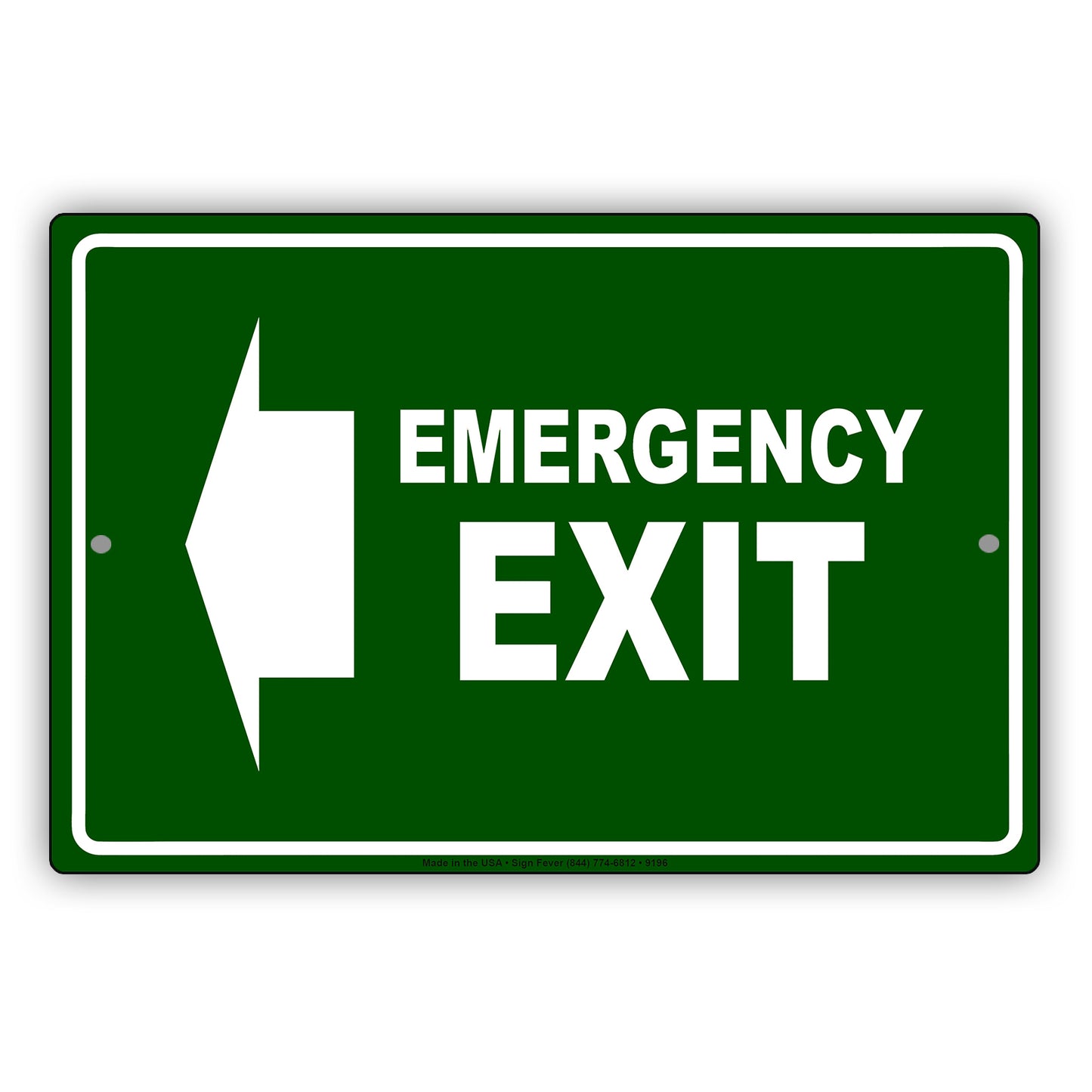 Emergency Exit With Left Arrow Do Not Block Aluminum Metal Sign