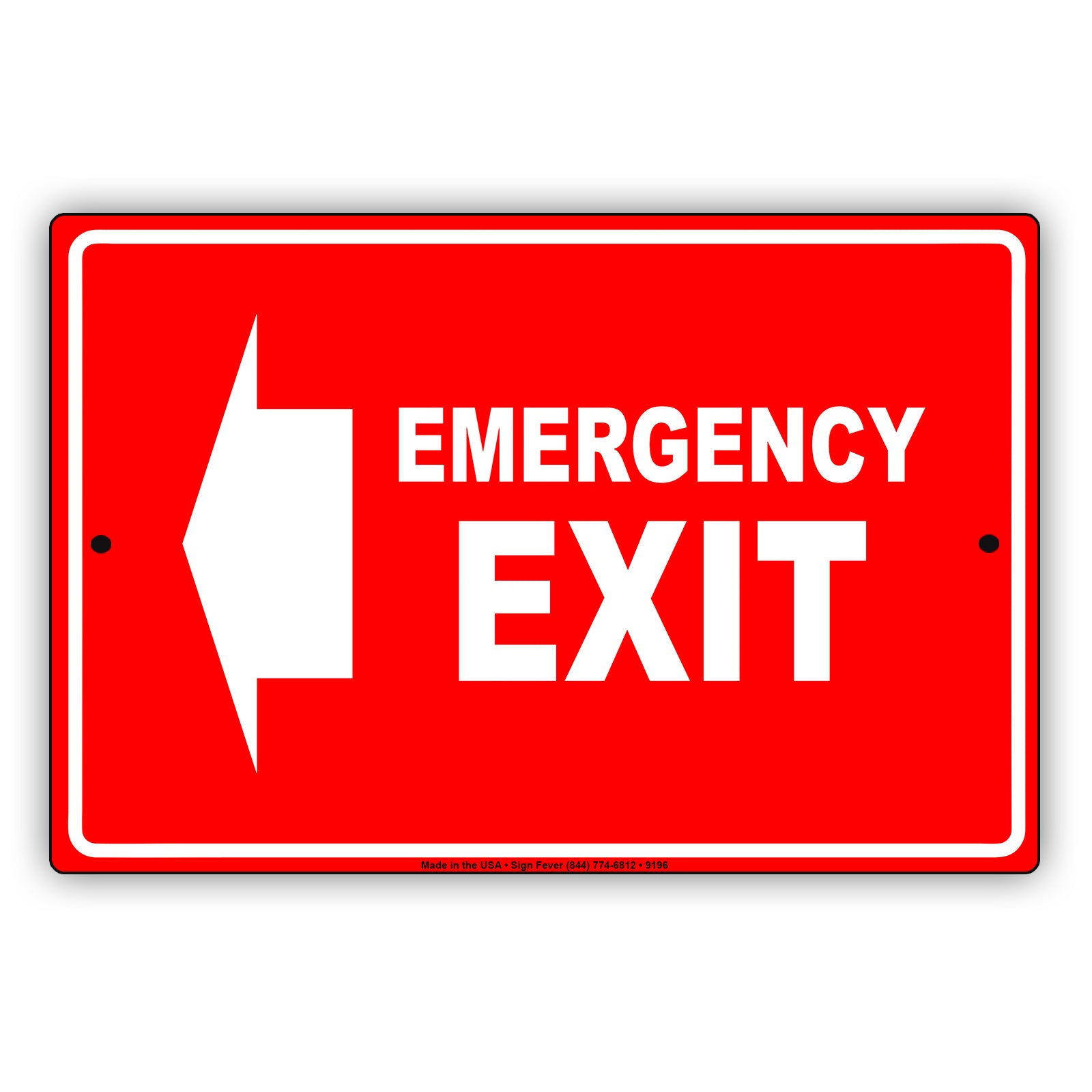 Emergency Exit With Left Arrow Do Not Block Aluminum Metal Sign