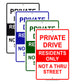 Private Drive Residents Only Not A Thru Street Aluminum Metal Sign Plate
