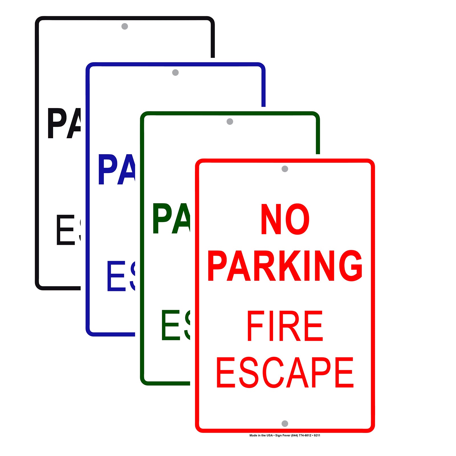 No Parking Fire Escape Safety Aluminum Metal Sign Plate