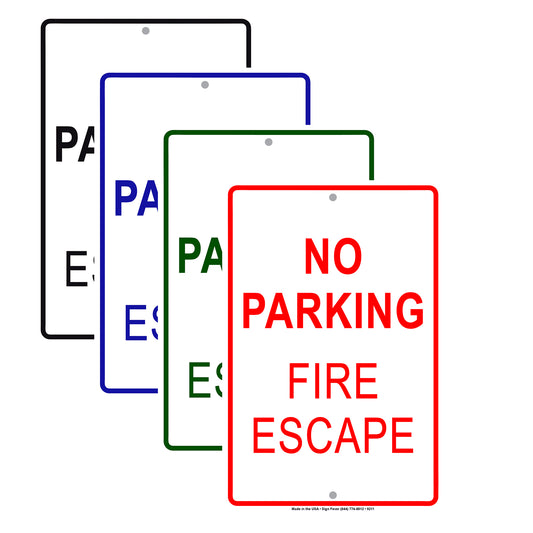 No Parking Fire Escape Safety Aluminum Metal Sign Plate