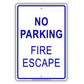 No Parking Fire Escape Safety Aluminum Metal Sign Plate