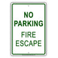 No Parking Fire Escape Safety Aluminum Metal Sign Plate