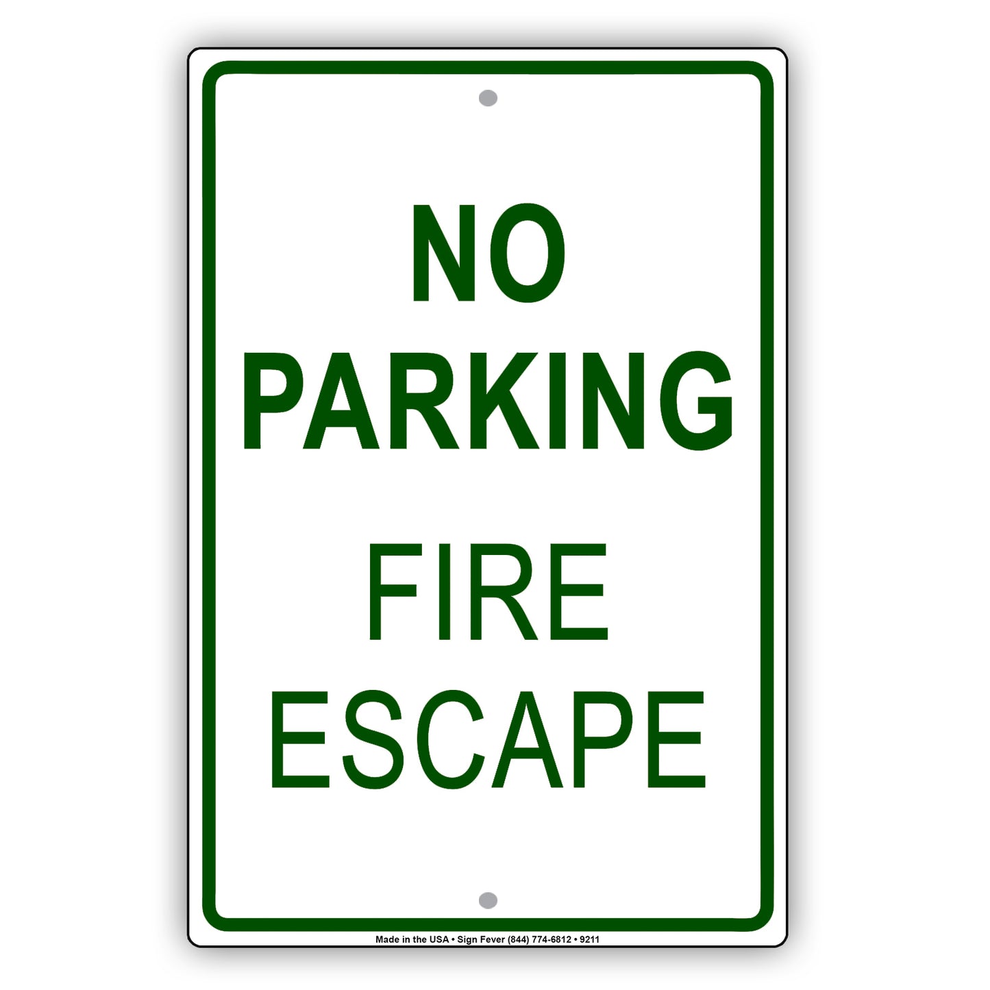 No Parking Fire Escape Safety Aluminum Metal Sign Plate