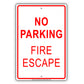 No Parking Fire Escape Safety Aluminum Metal Sign Plate