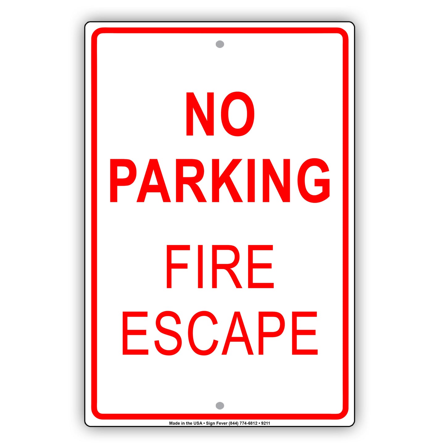 No Parking Fire Escape Safety Aluminum Metal Sign Plate