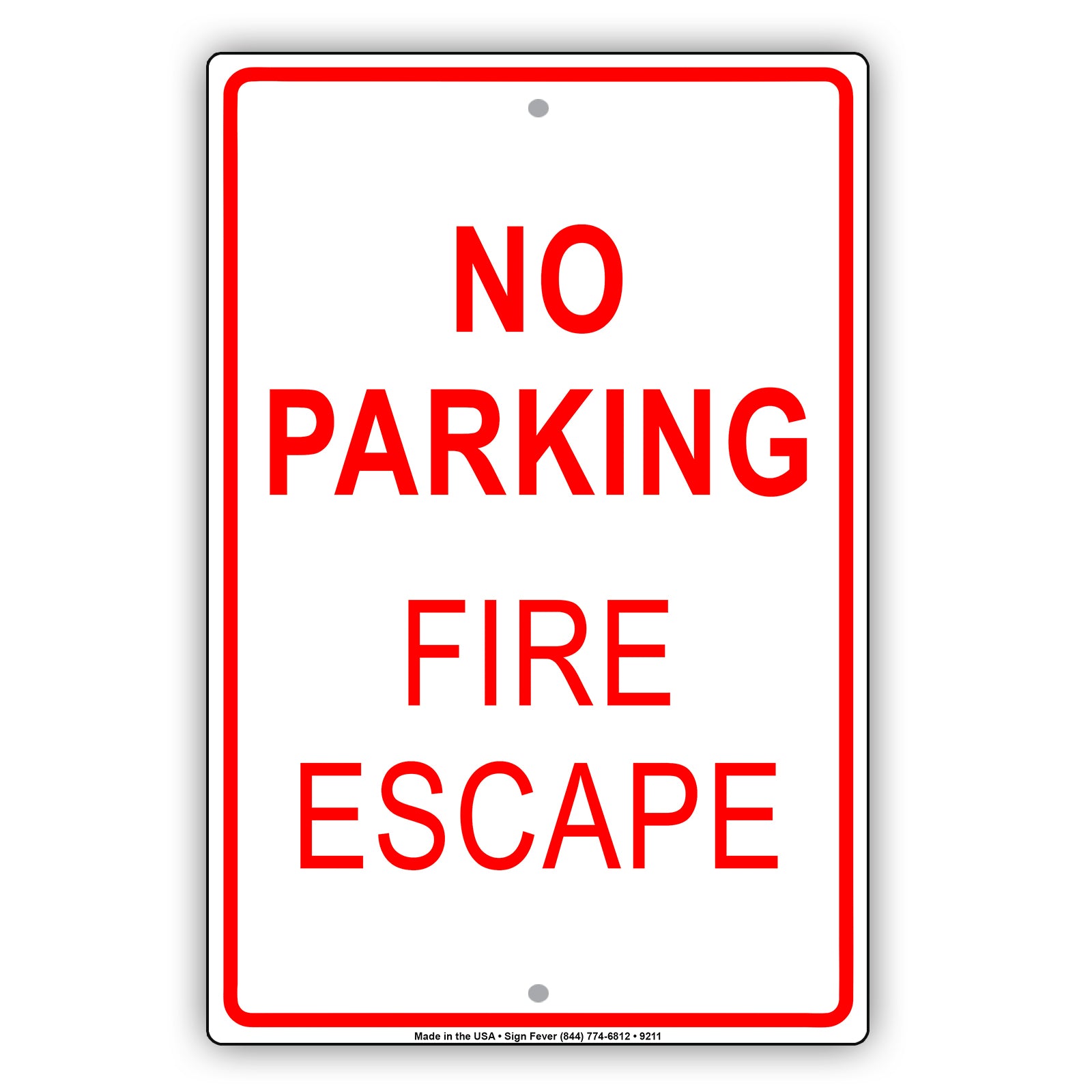 No Parking Fire Escape Safety Aluminum Metal Sign Plate