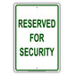 Parking Reserved For Security Guard Aluminum Metal Sign Plate