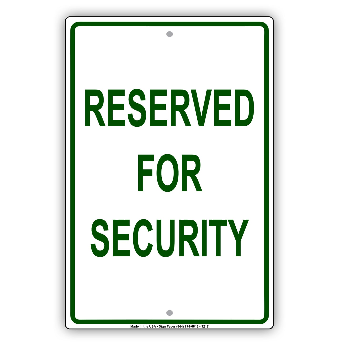 Parking Reserved For Security Guard Aluminum Metal Sign Plate