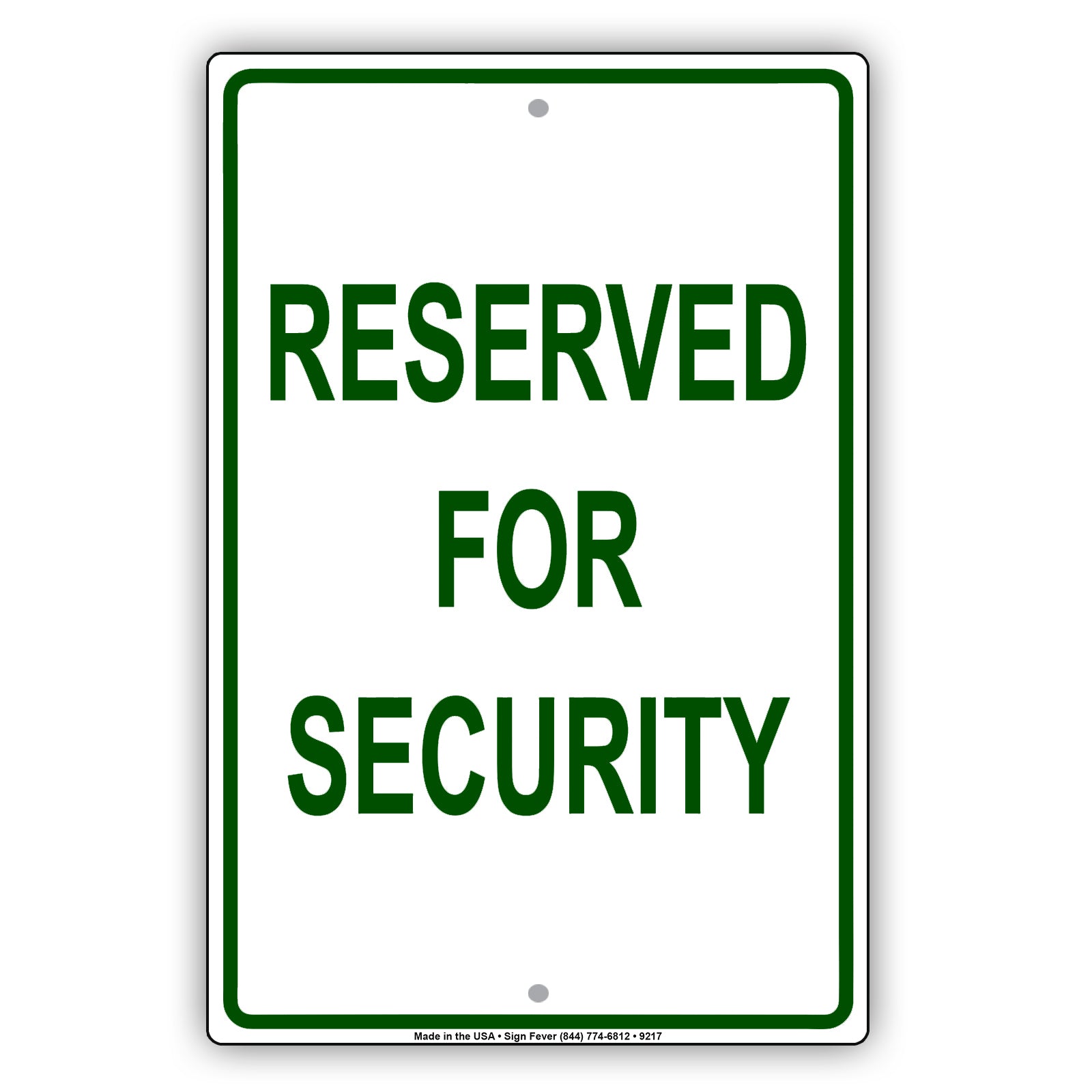 Parking Reserved For Security Guard Aluminum Metal Sign Plate
