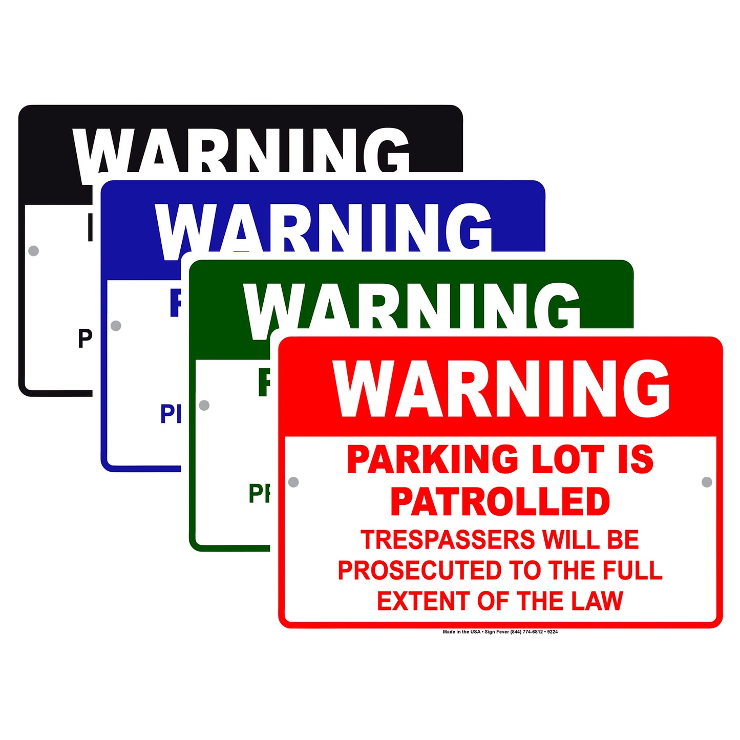 Warning Parking Lot Is Patrolled No Trespassing Aluminum Metal Sign Plate