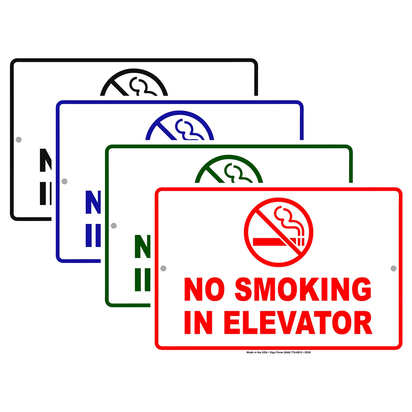 Warning No Smoking in Elevator Restriction Aluminum Metal Sign Plate