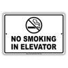 Warning No Smoking in Elevator Restriction Aluminum Metal Sign Plate