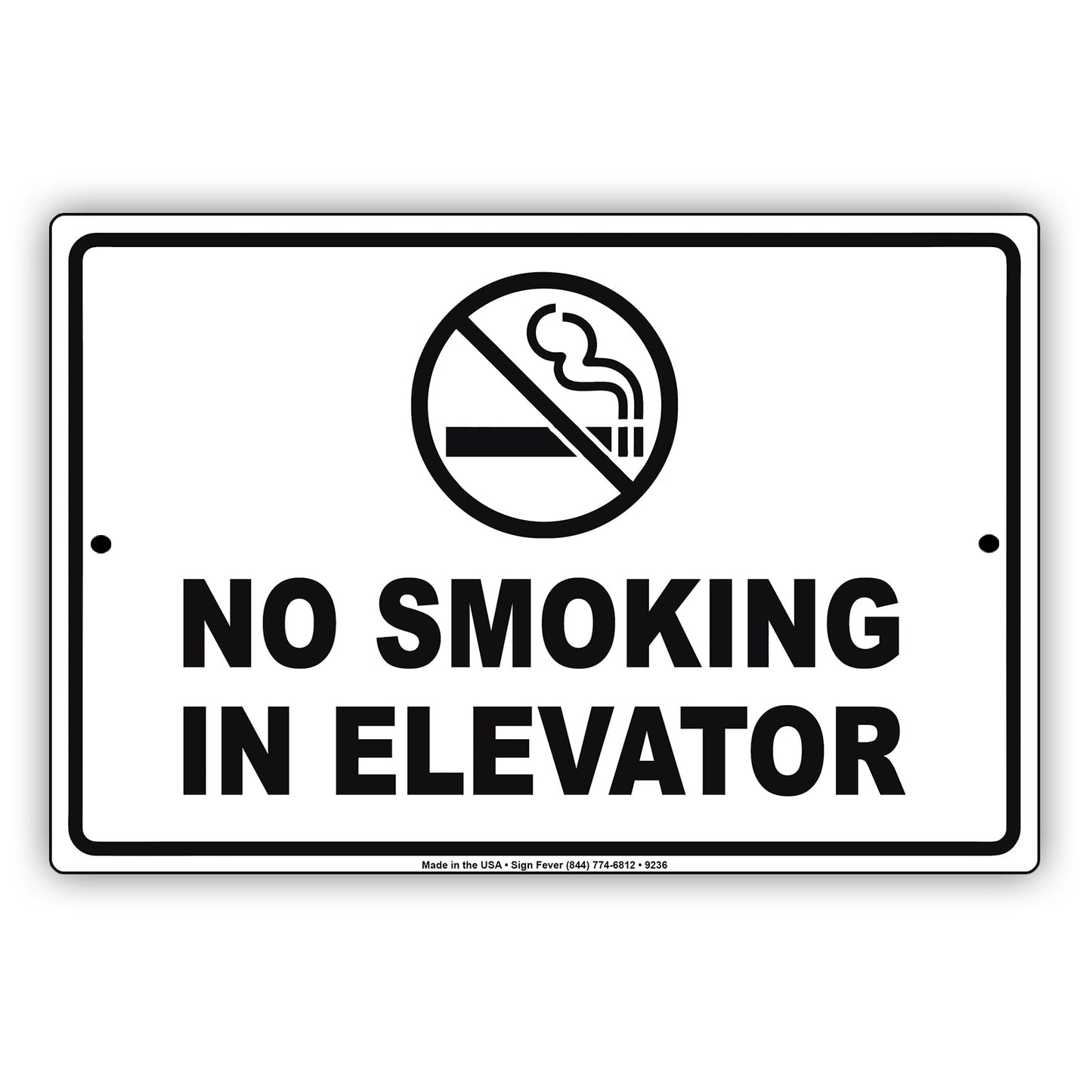 Warning No Smoking in Elevator Restriction Aluminum Metal Sign Plate