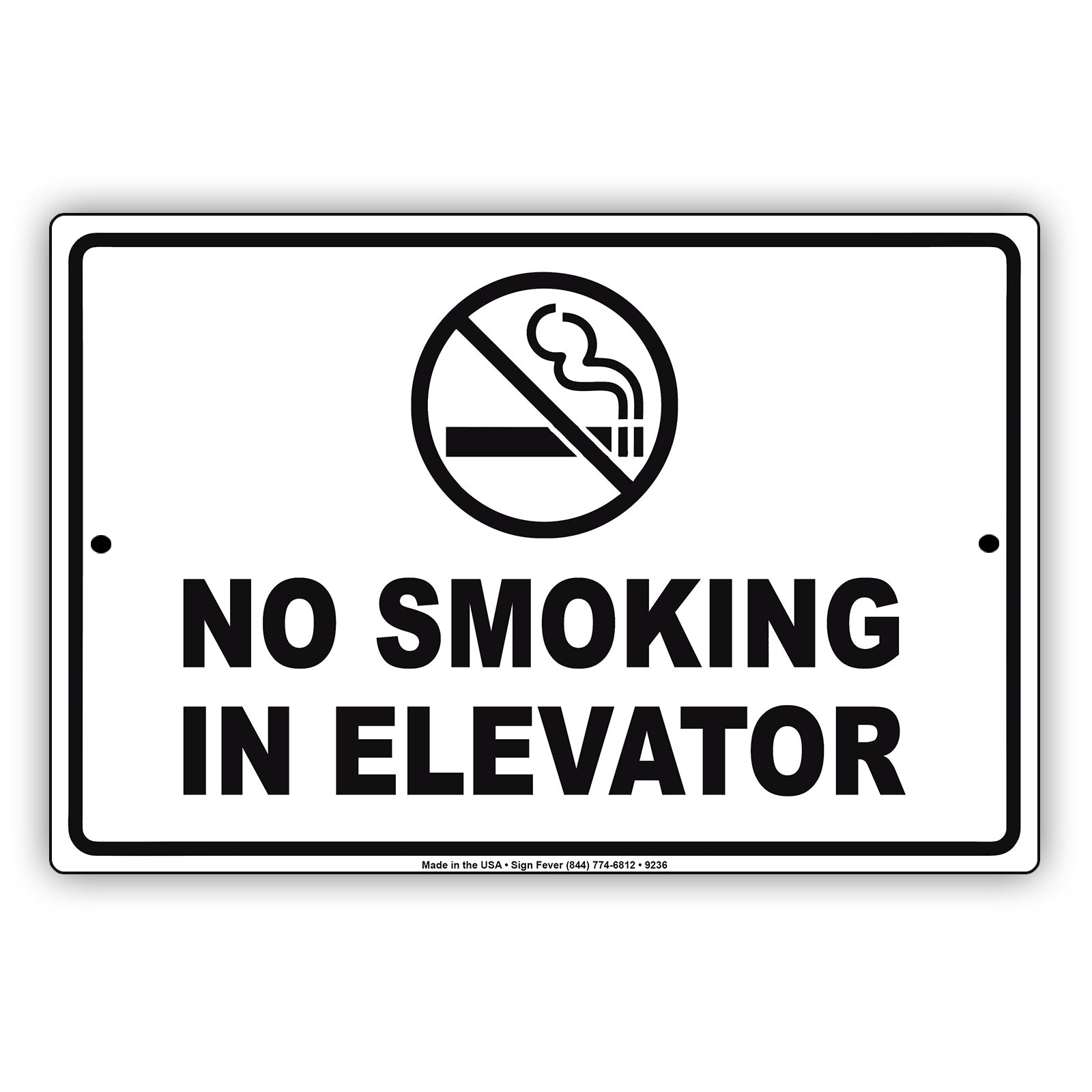 Warning No Smoking in Elevator Restriction Aluminum Metal Sign Plate