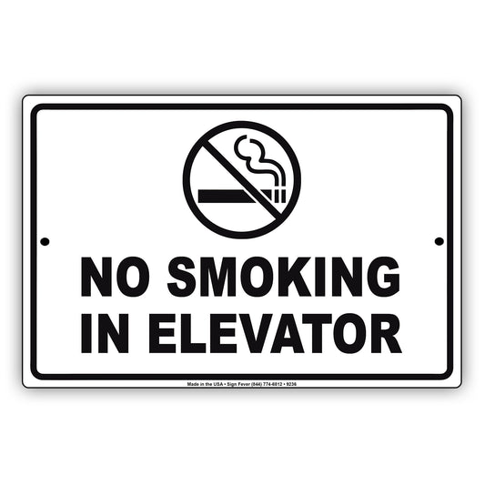 Warning No Smoking in Elevator Restriction Aluminum Metal Sign Plate