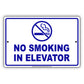 Warning No Smoking in Elevator Restriction Aluminum Metal Sign Plate