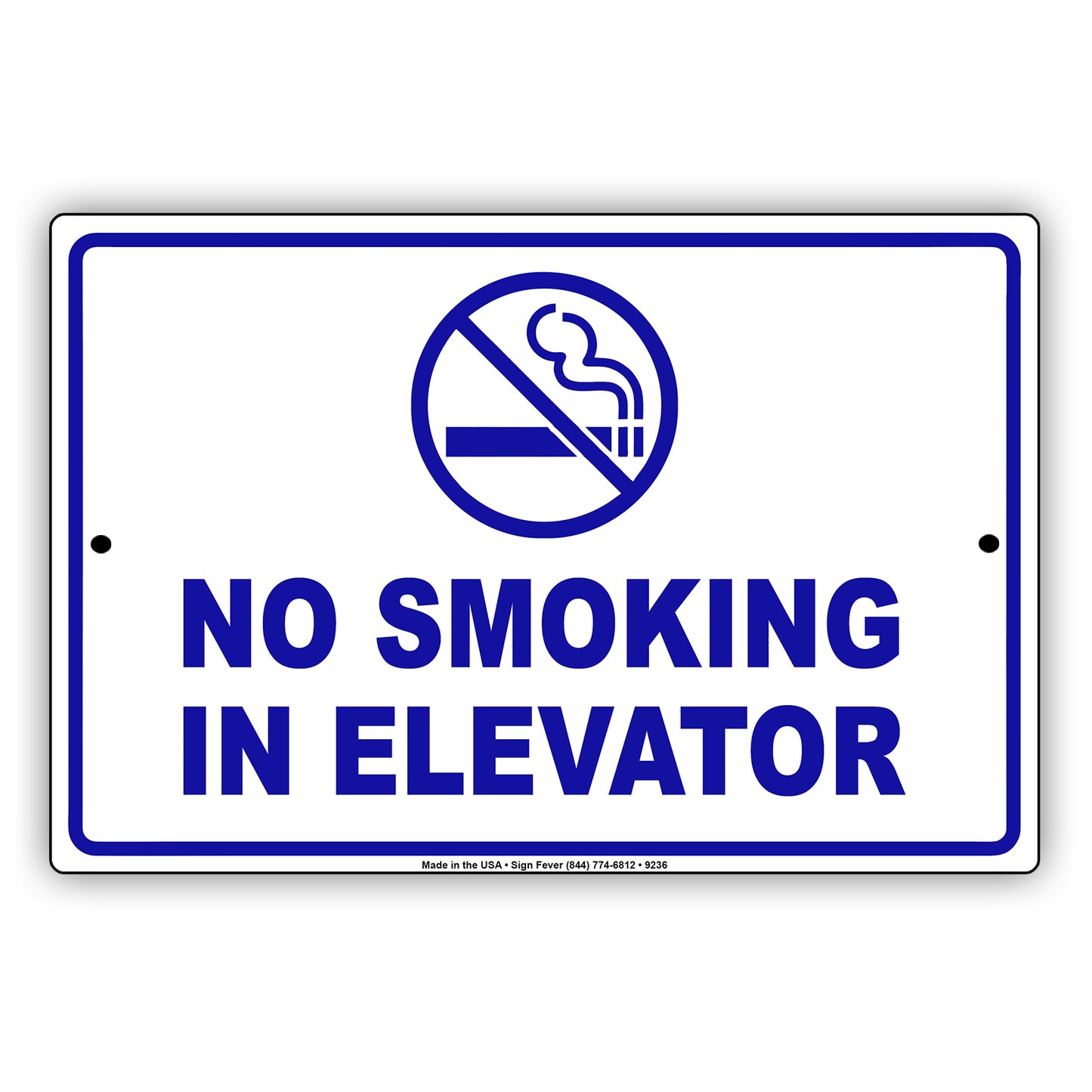 Warning No Smoking in Elevator Restriction Aluminum Metal Sign Plate