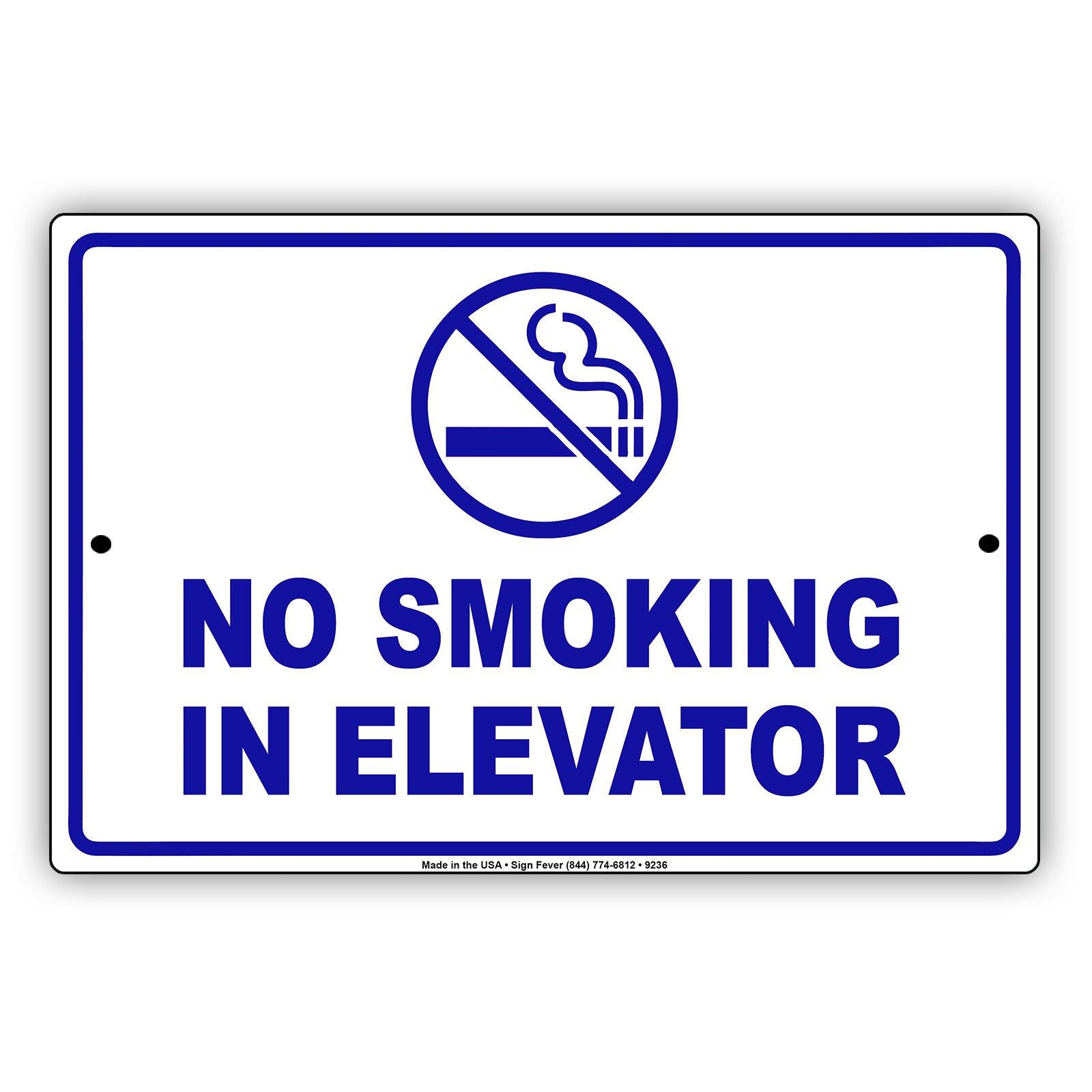 Warning No Smoking in Elevator Restriction Aluminum Metal Sign Plate