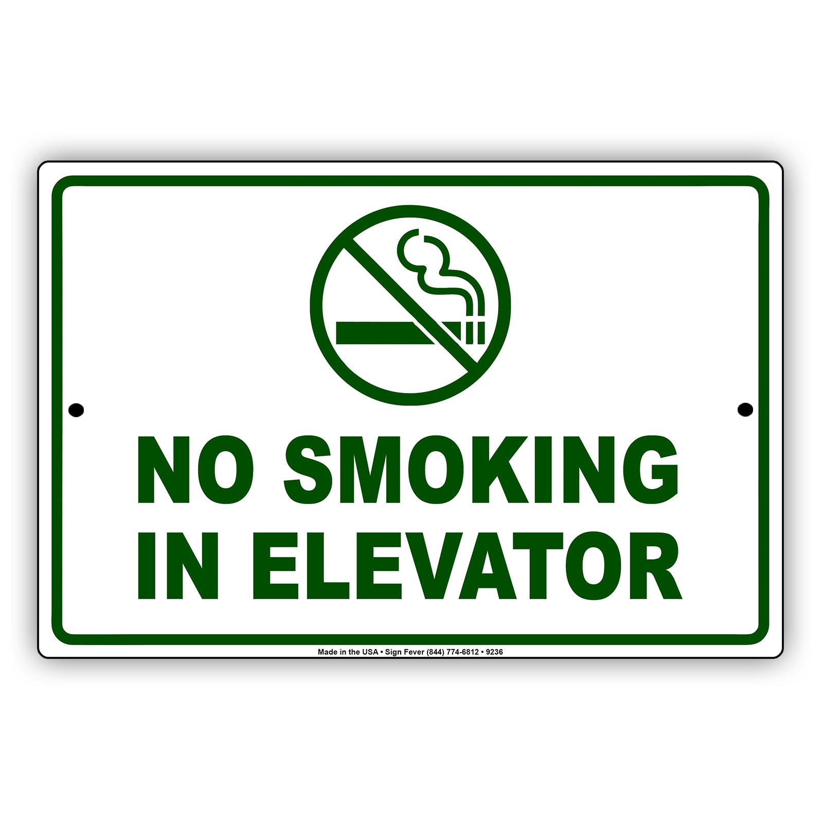 Warning No Smoking in Elevator Restriction Aluminum Metal Sign Plate