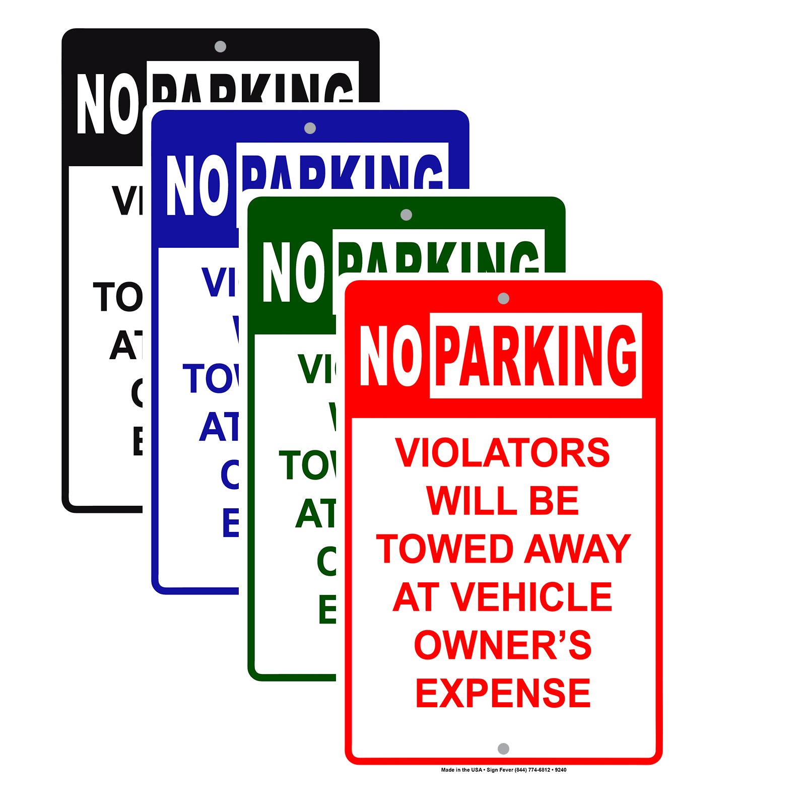 No Parking Violators Will Be Towed Away At Vehicle Owner's Expense Aluminum Metal Sign Plate