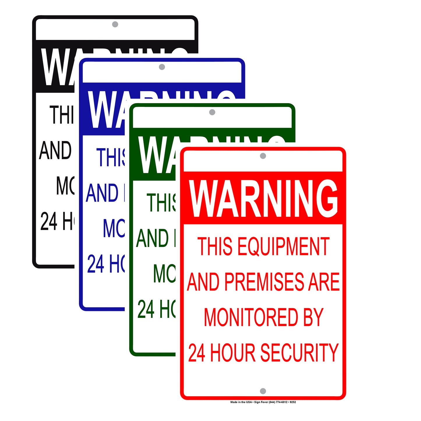 Warning This Equipment And Premises Are Monitored By 24 Hours Security Aluminum Metal Sign Plate