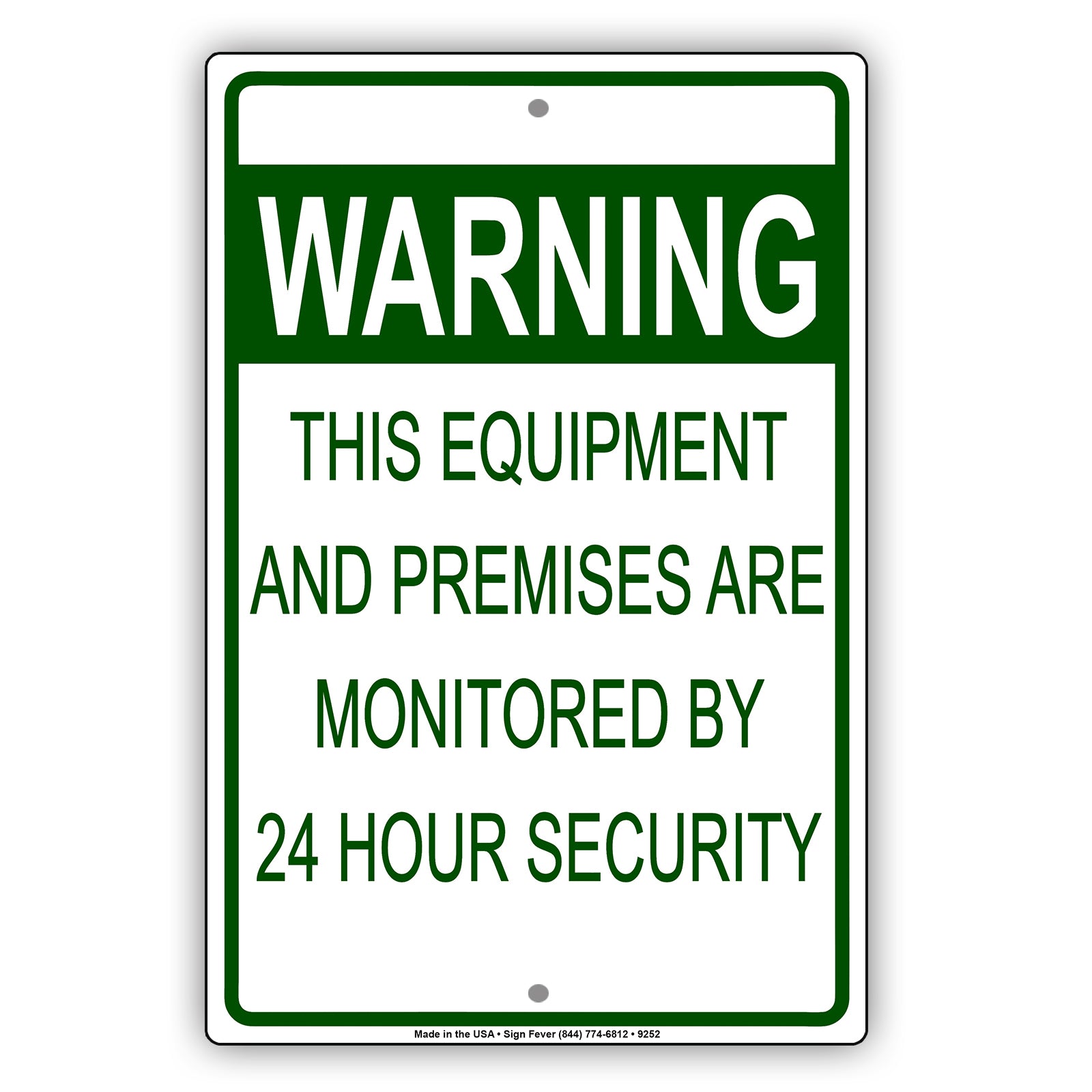 Warning This Equipment And Premises Are Monitored By 24 Hours Security Aluminum Metal Sign Plate
