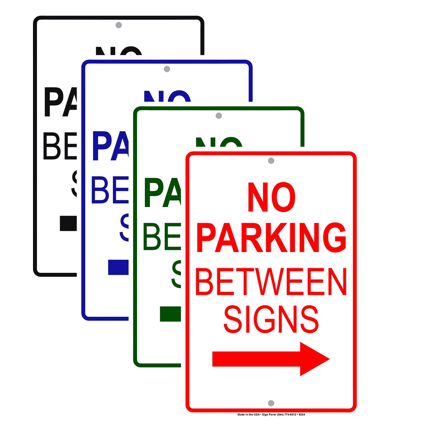 No Parking Between Signs With Right Arrow Aluminum Metal Sign Plate