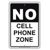 No Cell Phone Zone Use Restriction Aluminum Metal Sign Plate