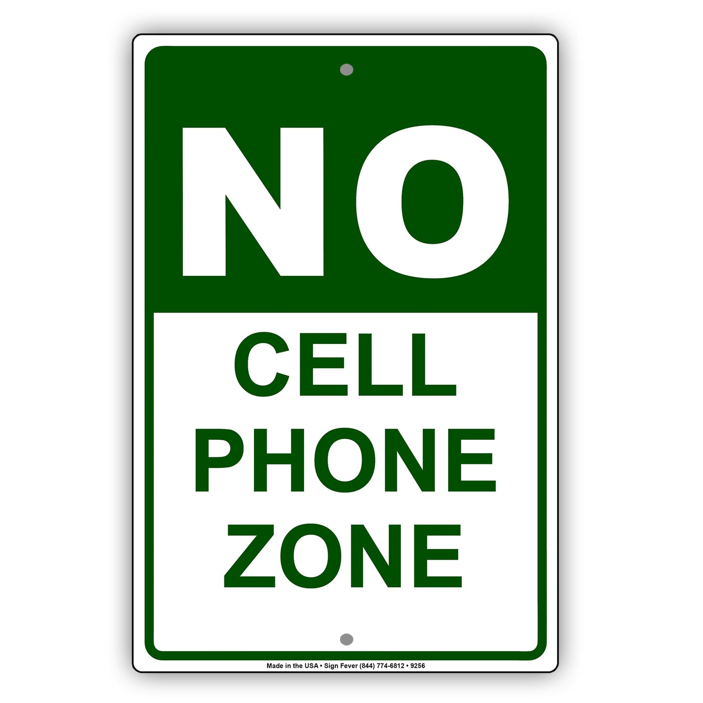 No Cell Phone Zone Use Restriction Aluminum Metal Sign Plate