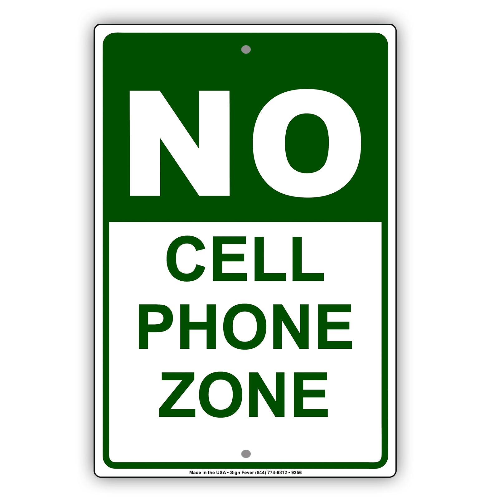 No Cell Phone Zone Use Restriction Aluminum Metal Sign Plate