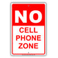 No Cell Phone Zone Use Restriction Aluminum Metal Sign Plate