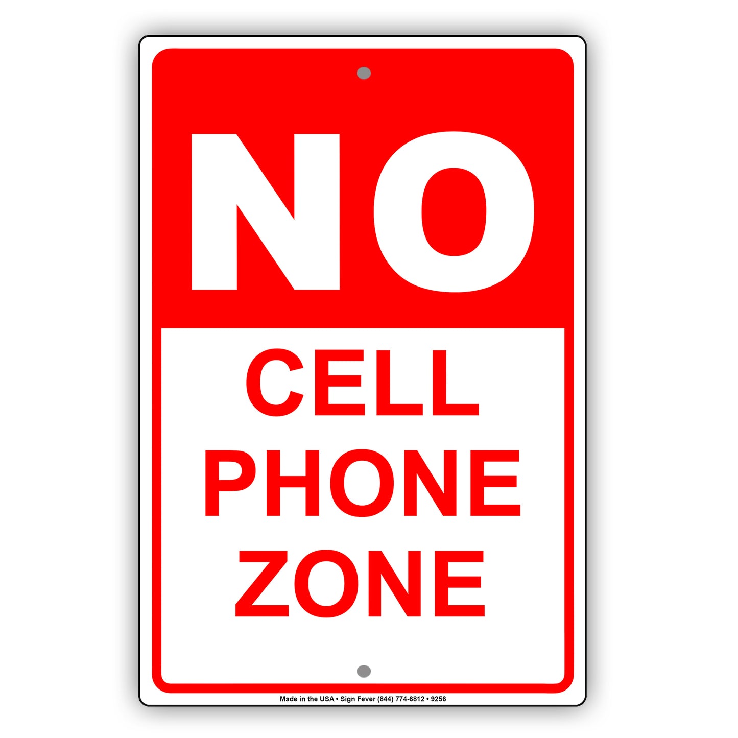 No Cell Phone Zone Use Restriction Aluminum Metal Sign Plate