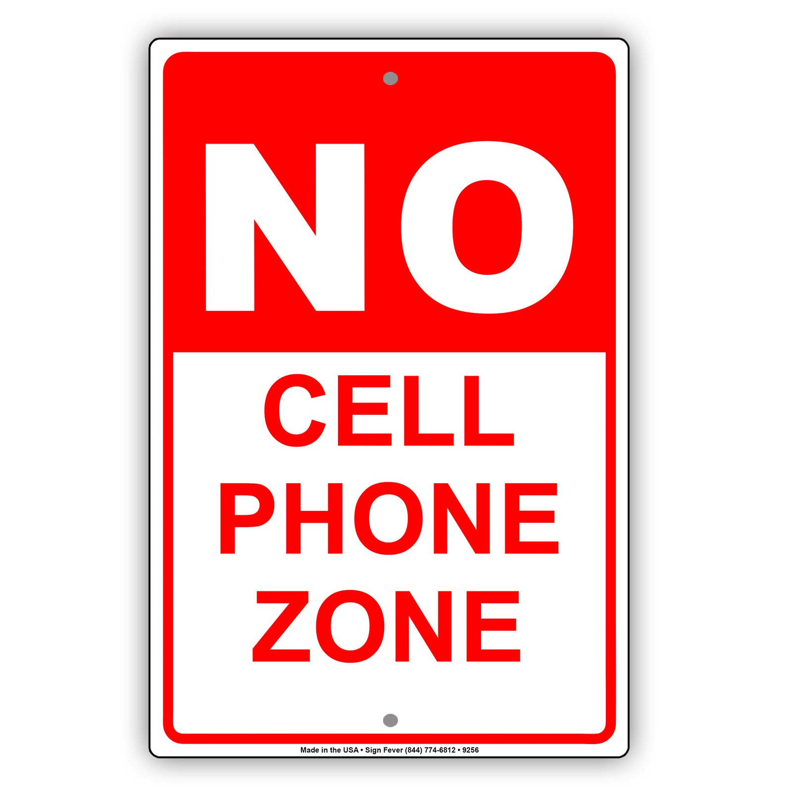No Cell Phone Zone Use Restriction Aluminum Metal Sign Plate