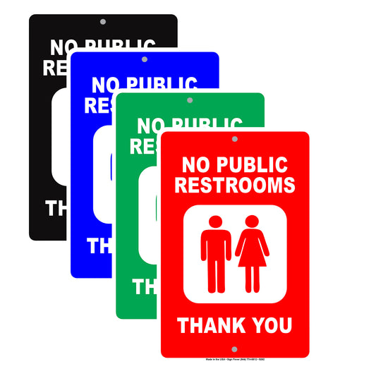 No Public Restrooms Thank You Couple Aluminum Metal Sign Plate