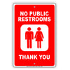 No Public Restrooms Thank You Couple Aluminum Metal Sign Plate