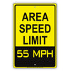 Caution Area Speed Limit 55 MPH Aluminum Metal Sign Plate 