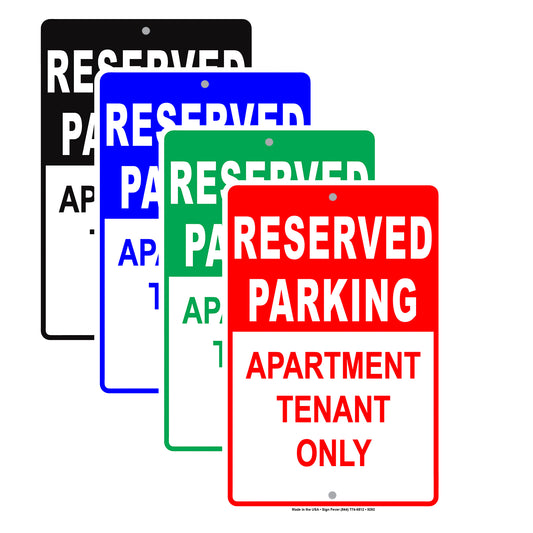 Reserved Parking Apartment Tenant Only Aluminum Metal Sign Plate