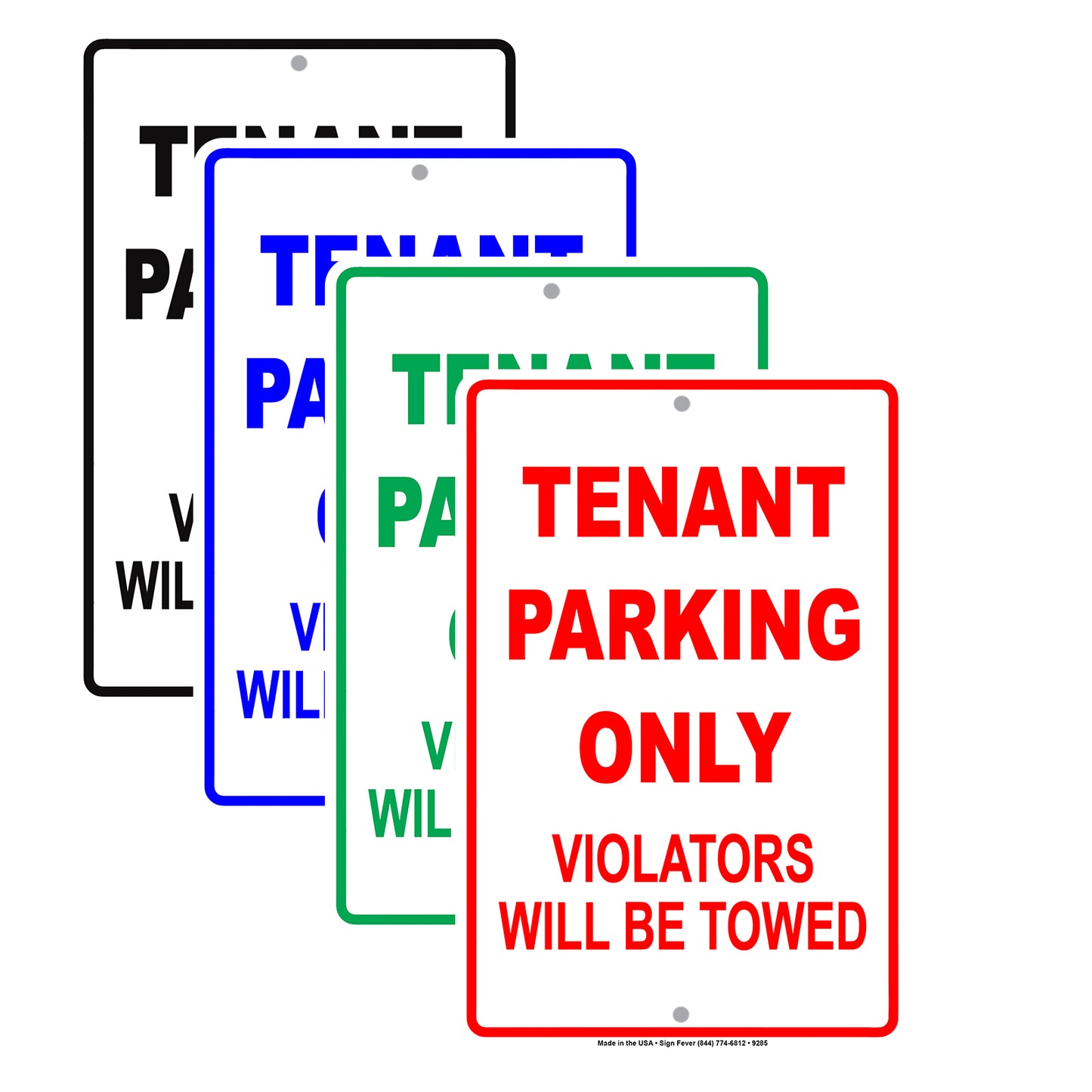 Tenant Parking Only Violators Will Be Towed Only Aluminum Metal Sign Plate