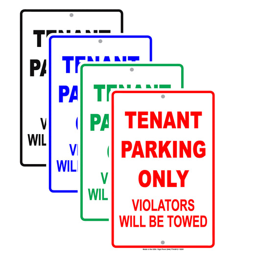 Tenant Parking Only Violators Will Be Towed Only Aluminum Metal Sign Plate