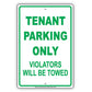Tenant Parking Only Violators Will Be Towed Only Aluminum Metal Sign Plate