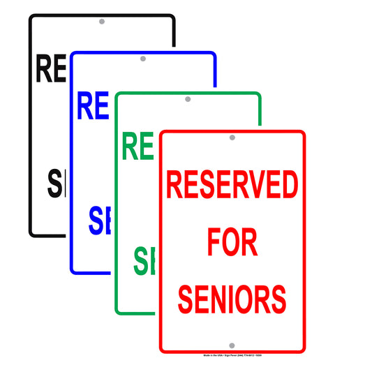 Reserved For Seniors Offices Hospitals Parking Aluminum Metal Sign Plate