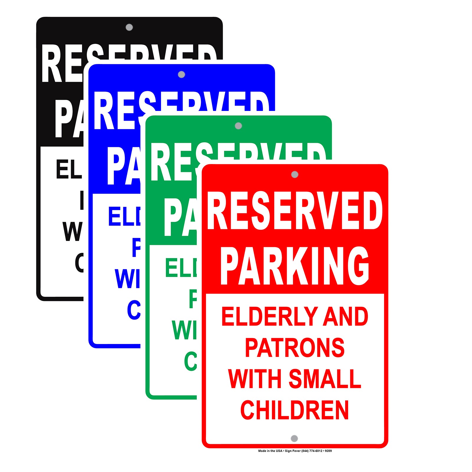 Reserved Parking Elderly And Patrons With Small Children Aluminum Metal Sign Plate