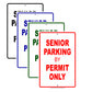 Senior Parking By Permit Only Reserved Area Aluminum Metal Sign Plate