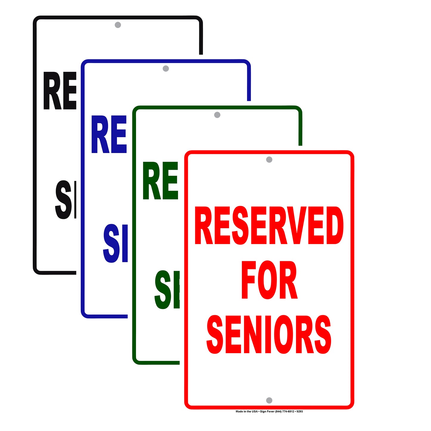 Reserved For Seniors Parking Aluminum Metal Sign Plate