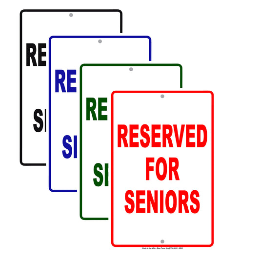 Reserved For Seniors Parking Aluminum Metal Sign Plate