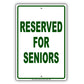 Reserved For Seniors Parking Aluminum Metal Sign Plate